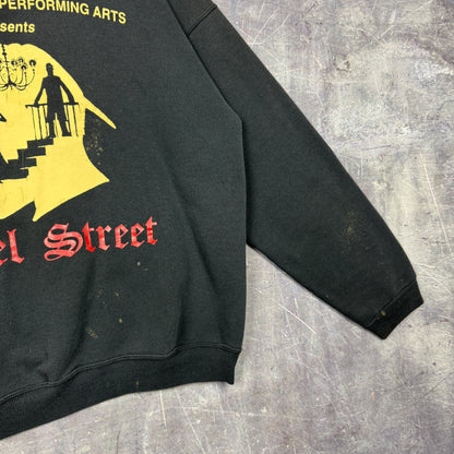 90s Black Angel Street Performing Arts Graphic Crewneck Sweatshirt L 0035