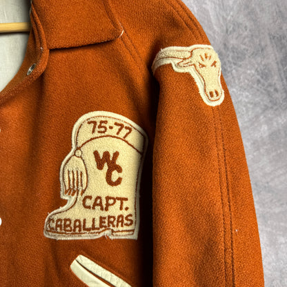 70s Orange Texas Longhorns Caballeras Varsity Jacket 4462