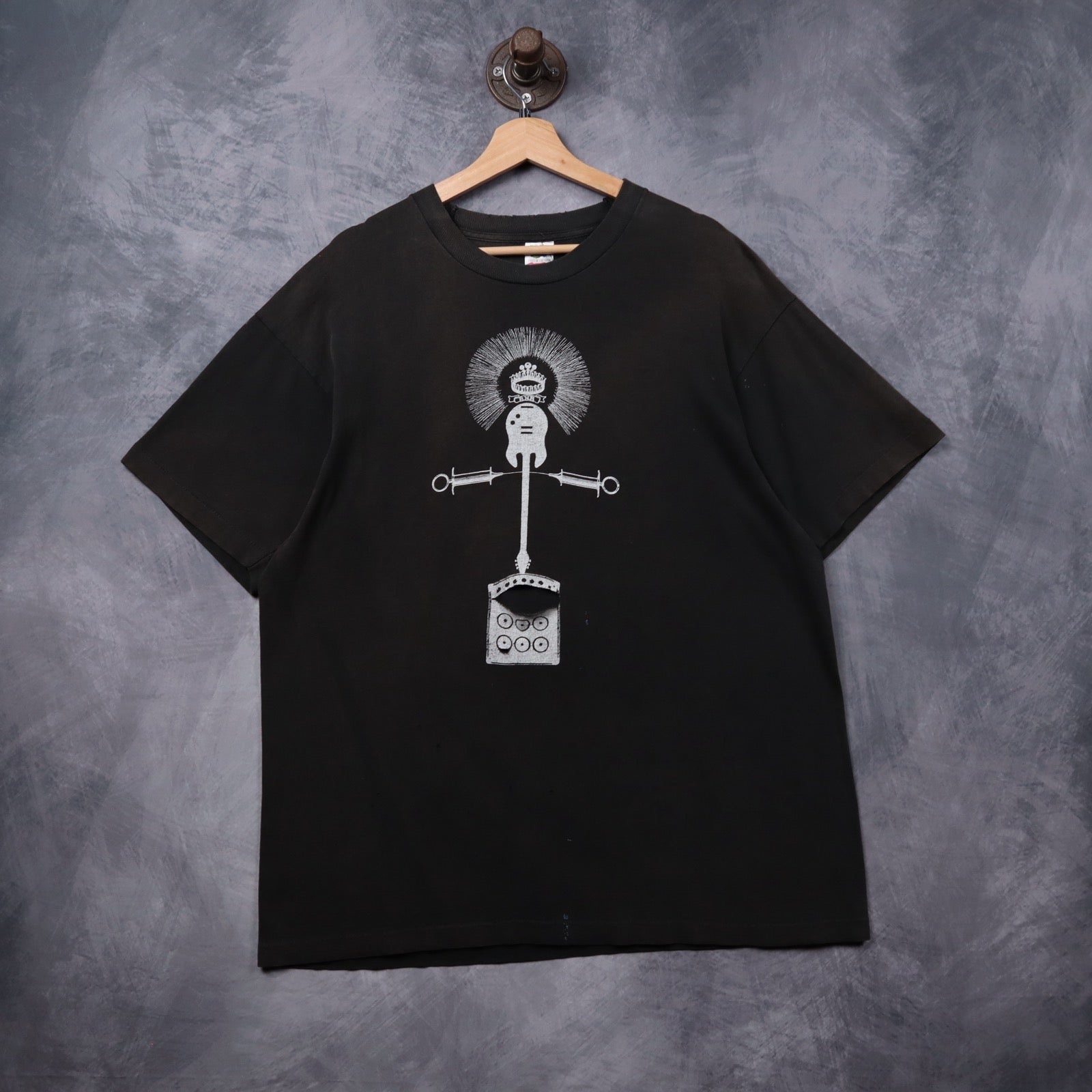 Early 90s Black KFJC 89.7FM Memorial World Tour Shirt 5369