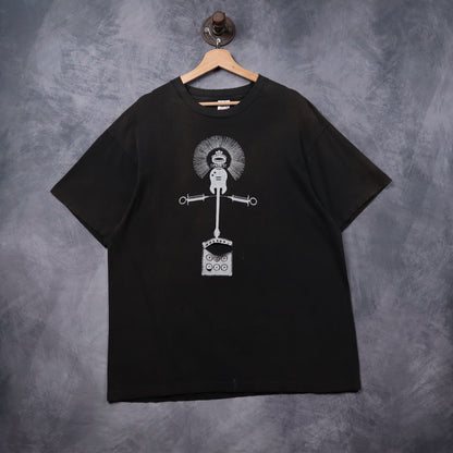 Early 90s Black KFJC 89.7FM Memorial World Tour Shirt 5369