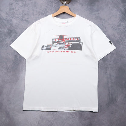 Early 00s White Honda Racing Takuma Sato Shirt 7277