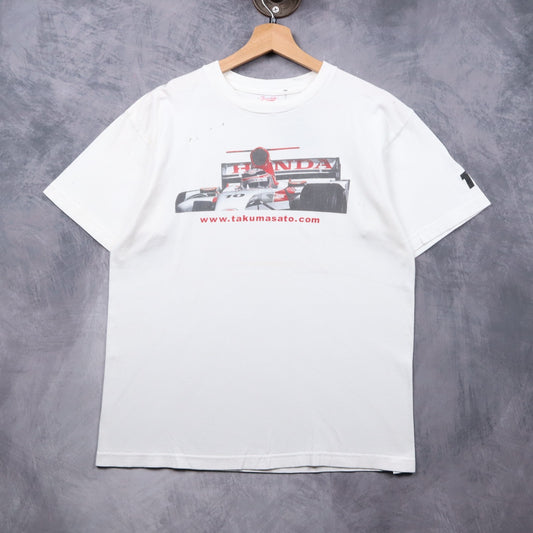 Early 00s White Honda Racing Takuma Sato Shirt 7277