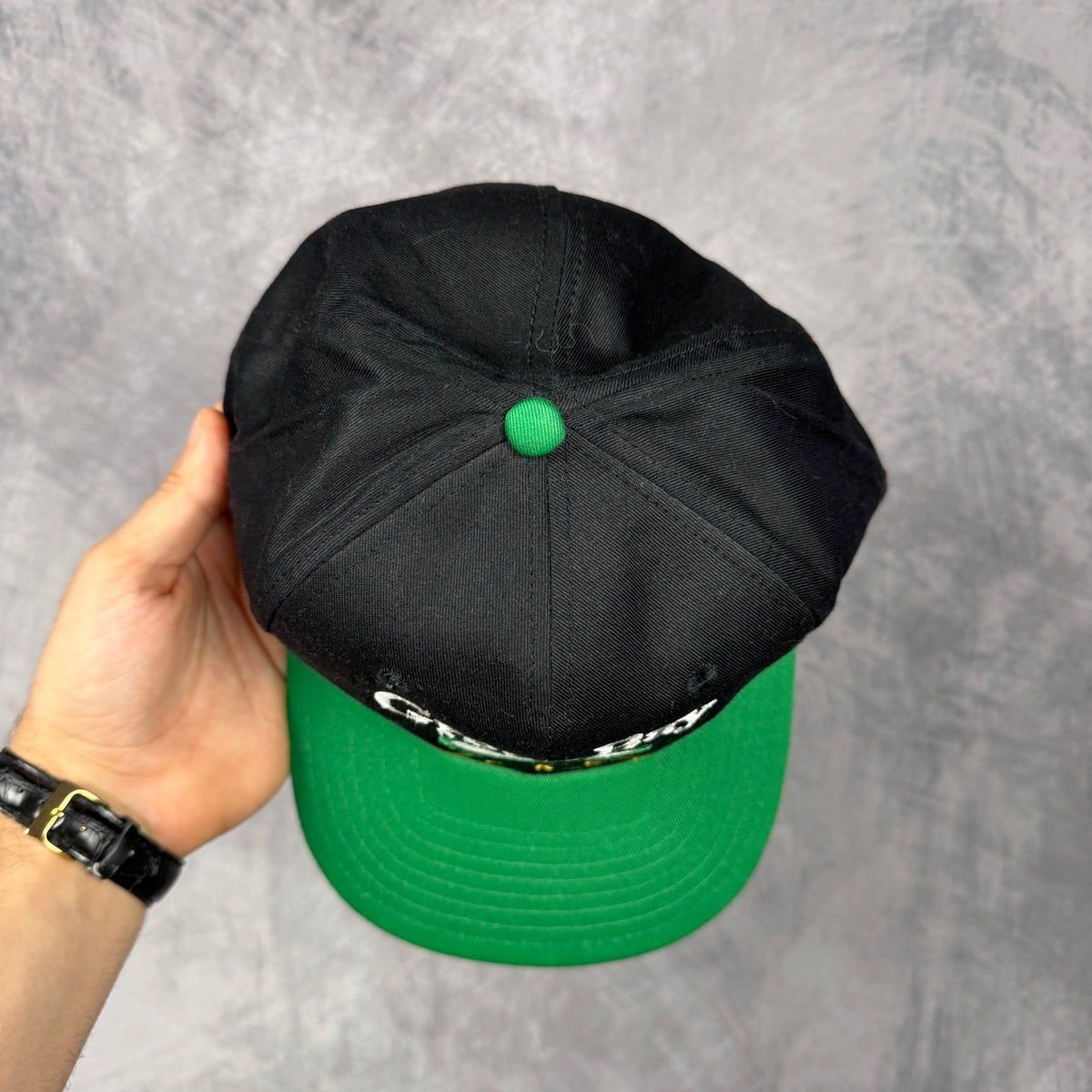 90s Black Green Bay Packers Snapback Hat 6810