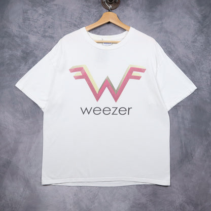 2001 White Weezer Band Logo Shirt 5161