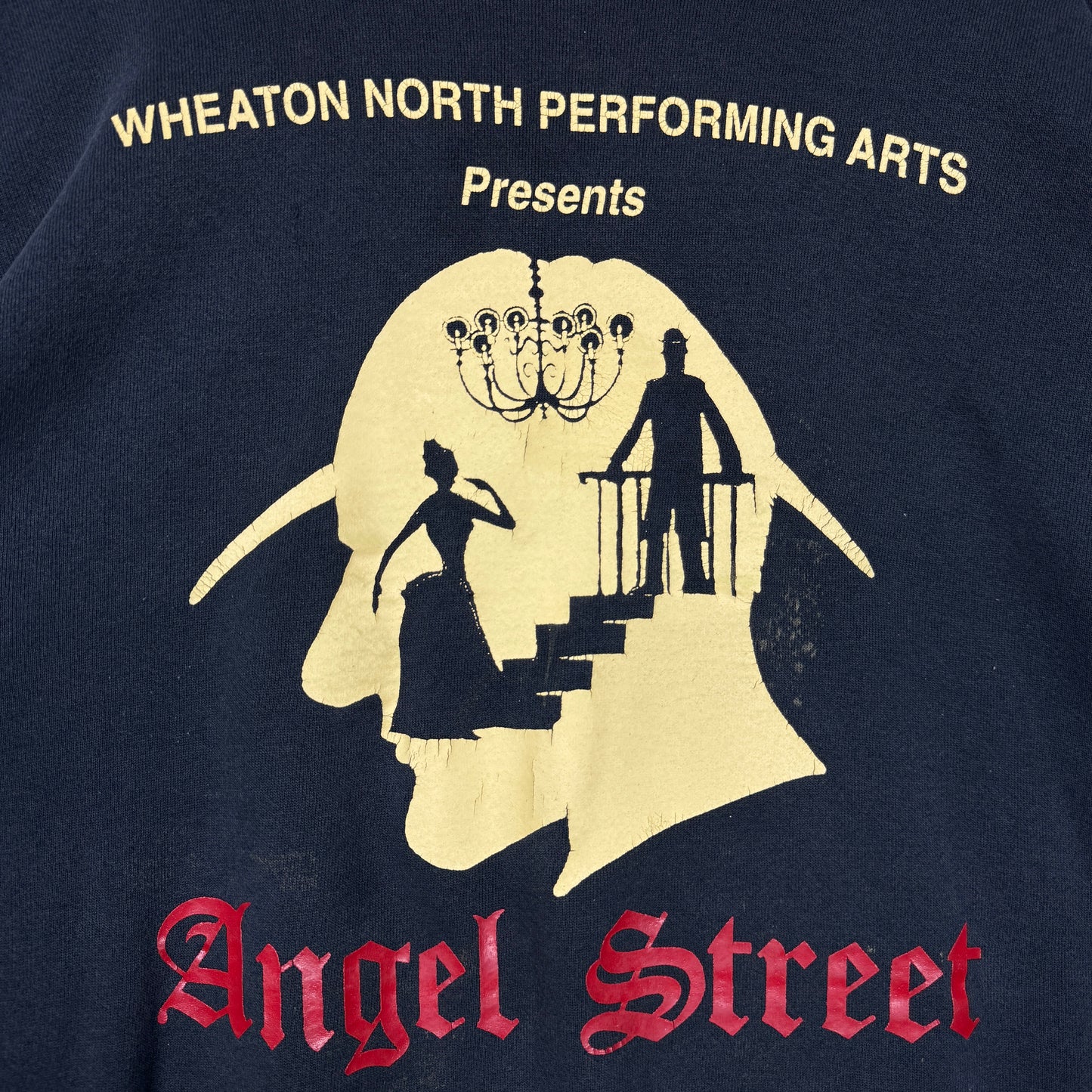 90s Black Angel Street Performing Arts Graphic Crewneck Sweatshirt L 0035