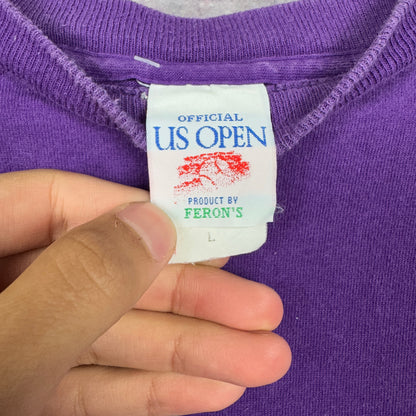 1992 Purple US Open Tennis Graphic Shirt L 0986