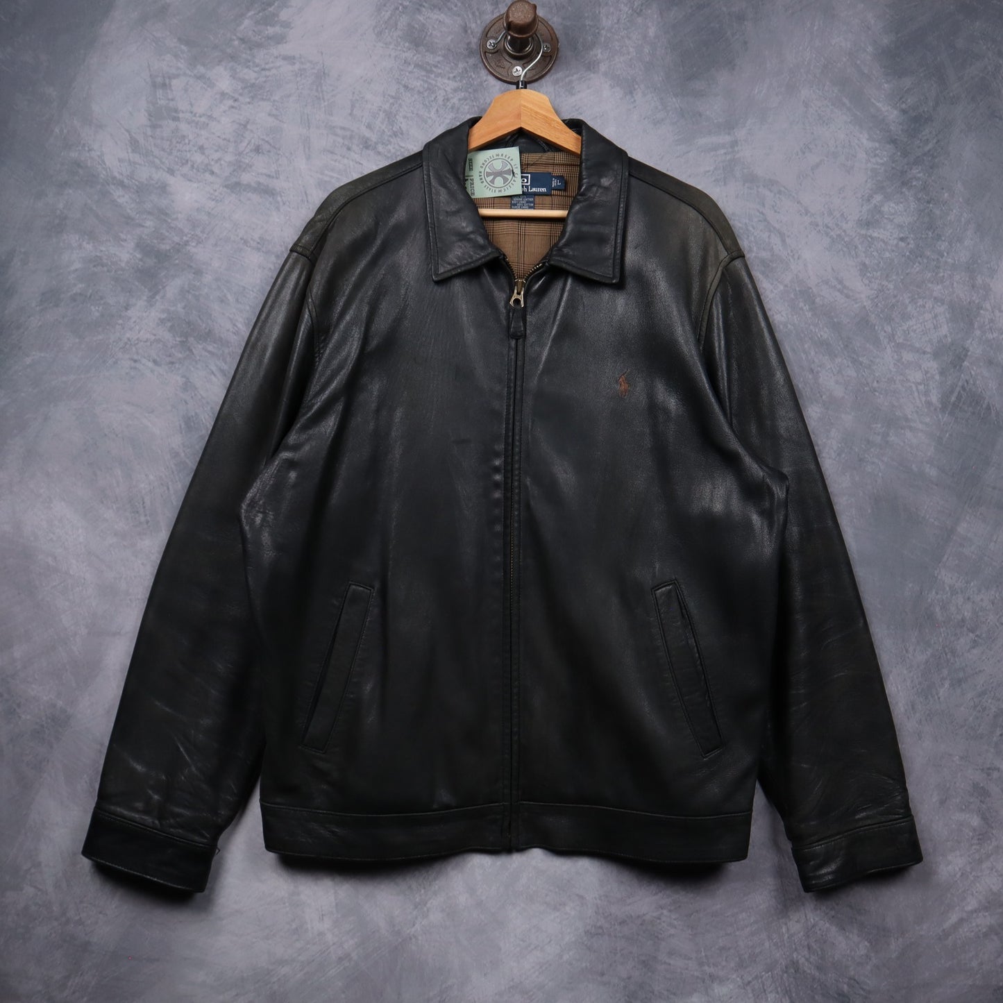 90s Black Polo Ralph Lauren Leather Jacket 5488