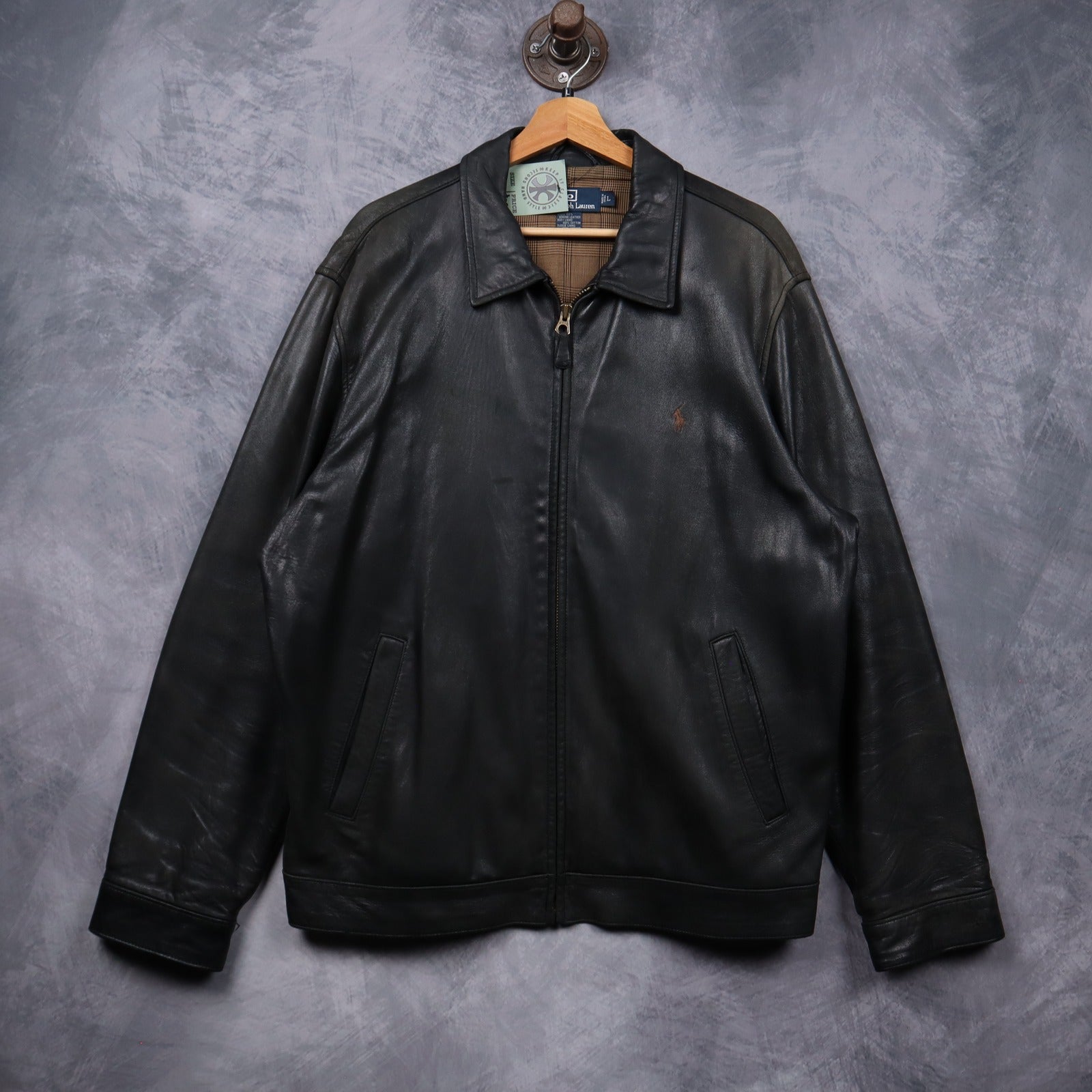90s Black Polo Ralph Lauren Leather Jacket 5488
