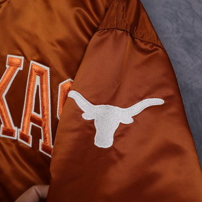 90s Burnt Orange Texas Longhorns Starter Satin Bomber Jacket 5907