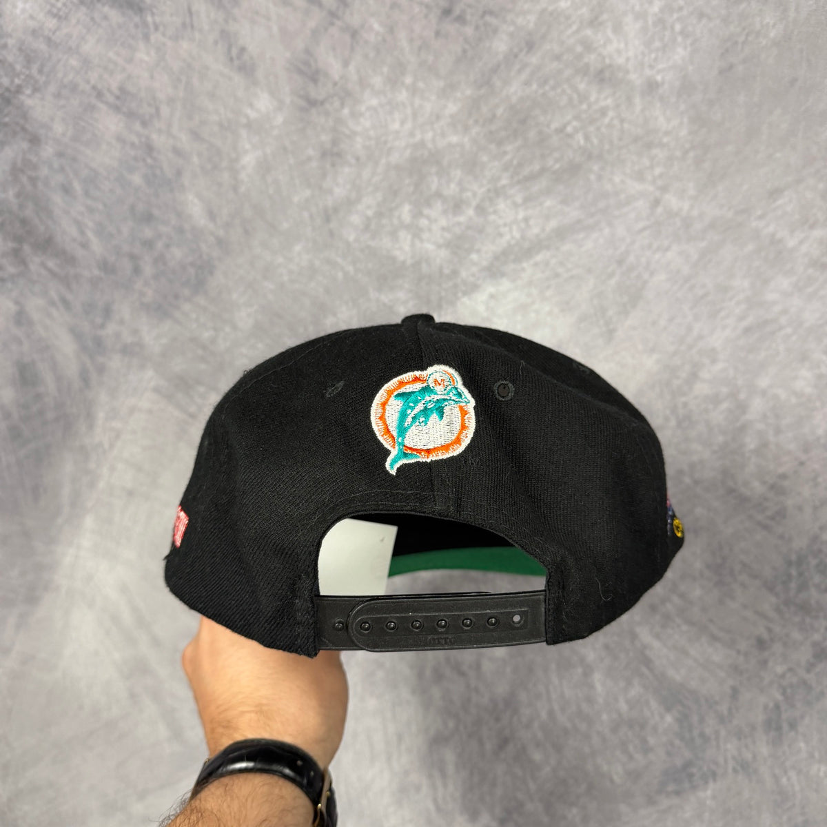 90s Black Miami Dolphins Super Bowl Champions Snapback Hat 6819