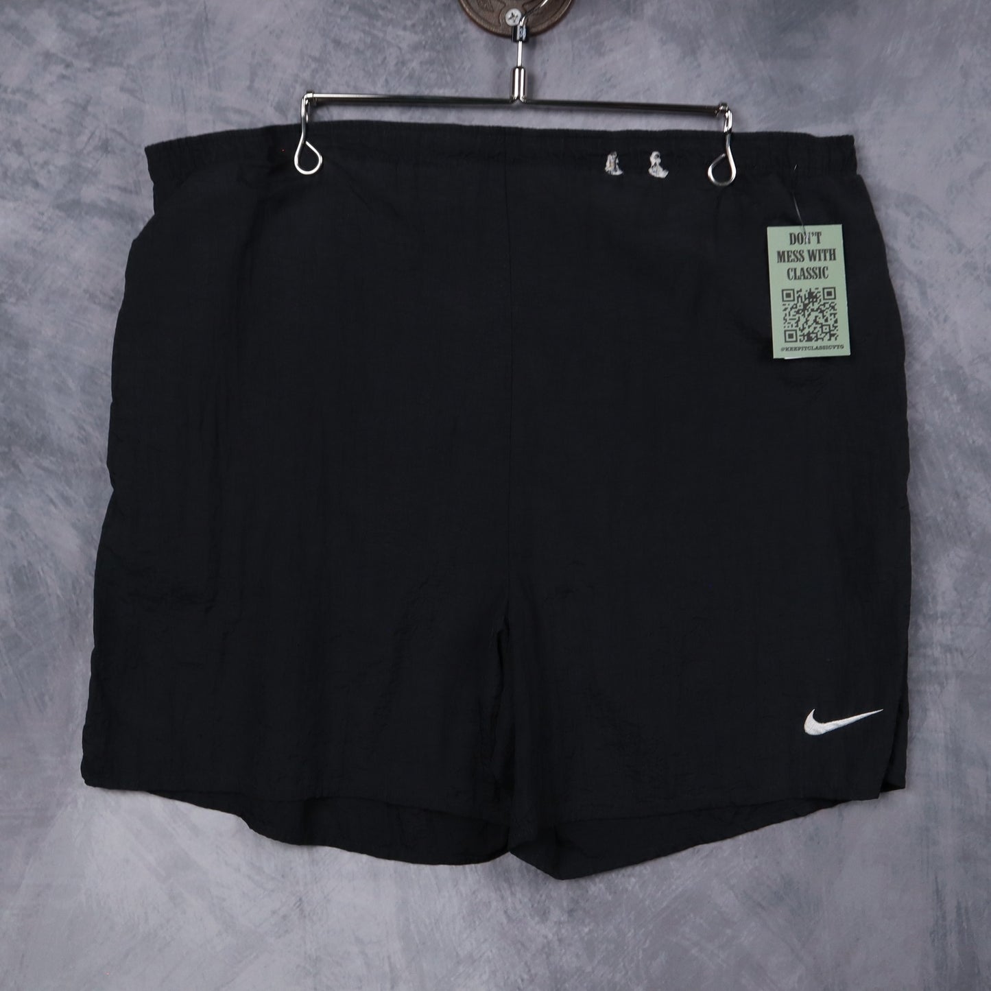 90s Black Nike Swoosh Nylon Shorts 5216