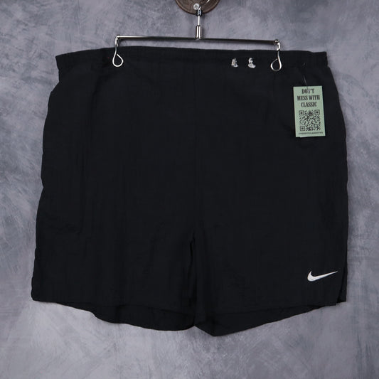 90s Black Nike Swoosh Nylon Shorts 5216