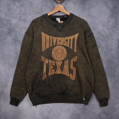 90s Faded Black University Of Texas Crewneck Sweatshirt 5727