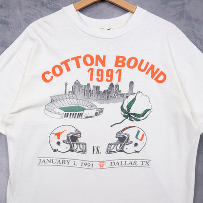1991 White Cotton Bowl Texas Vs Miami Shirt 5810