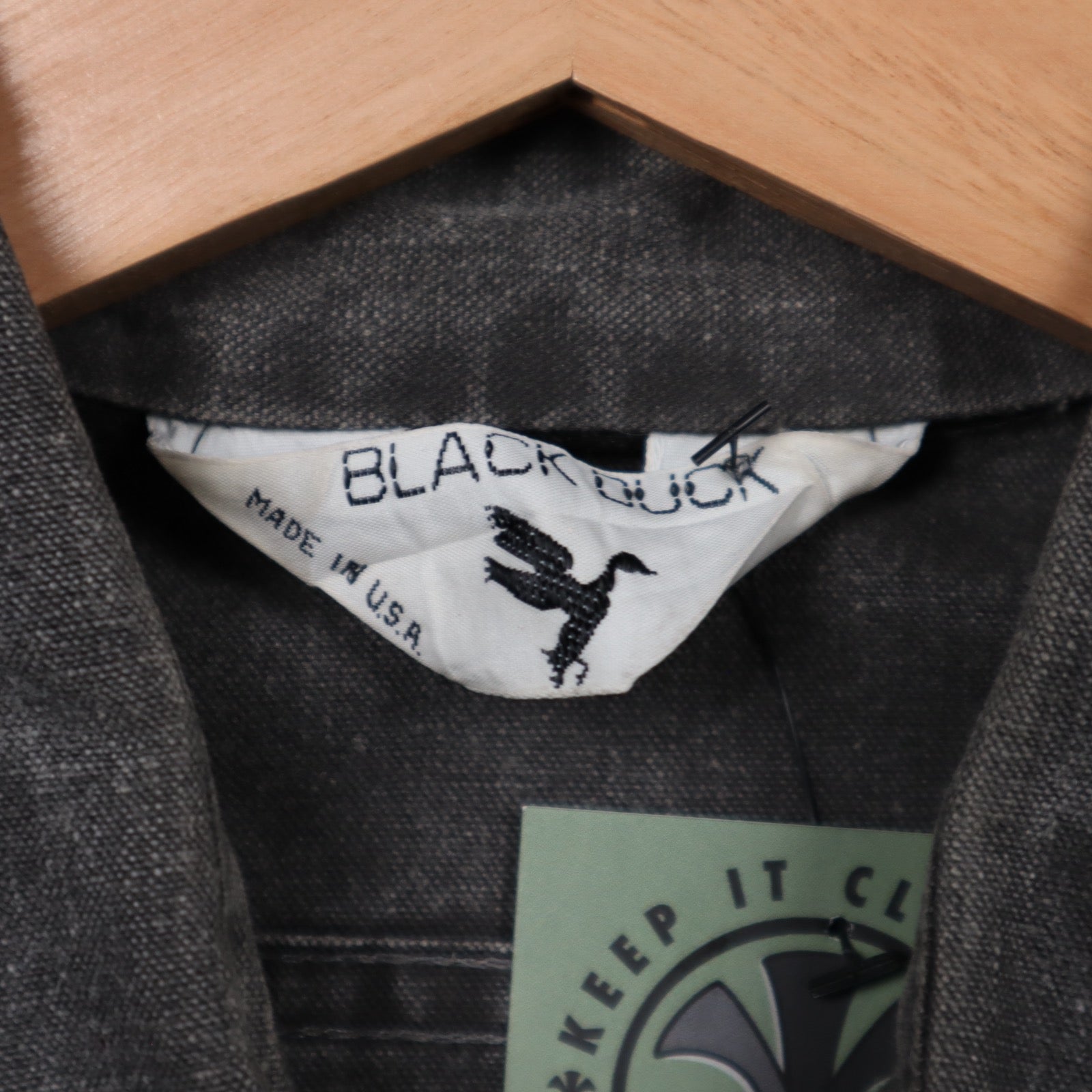 90s Faded Black Black Duck Military Style Button Up Shirt 5132