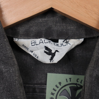 90s Faded Black Black Duck Military Style Button Up Shirt 5132