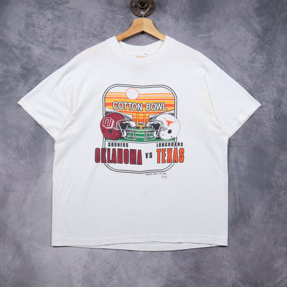 90s White Cotton Bowl Oklahoma vs Texas Shirt 5762