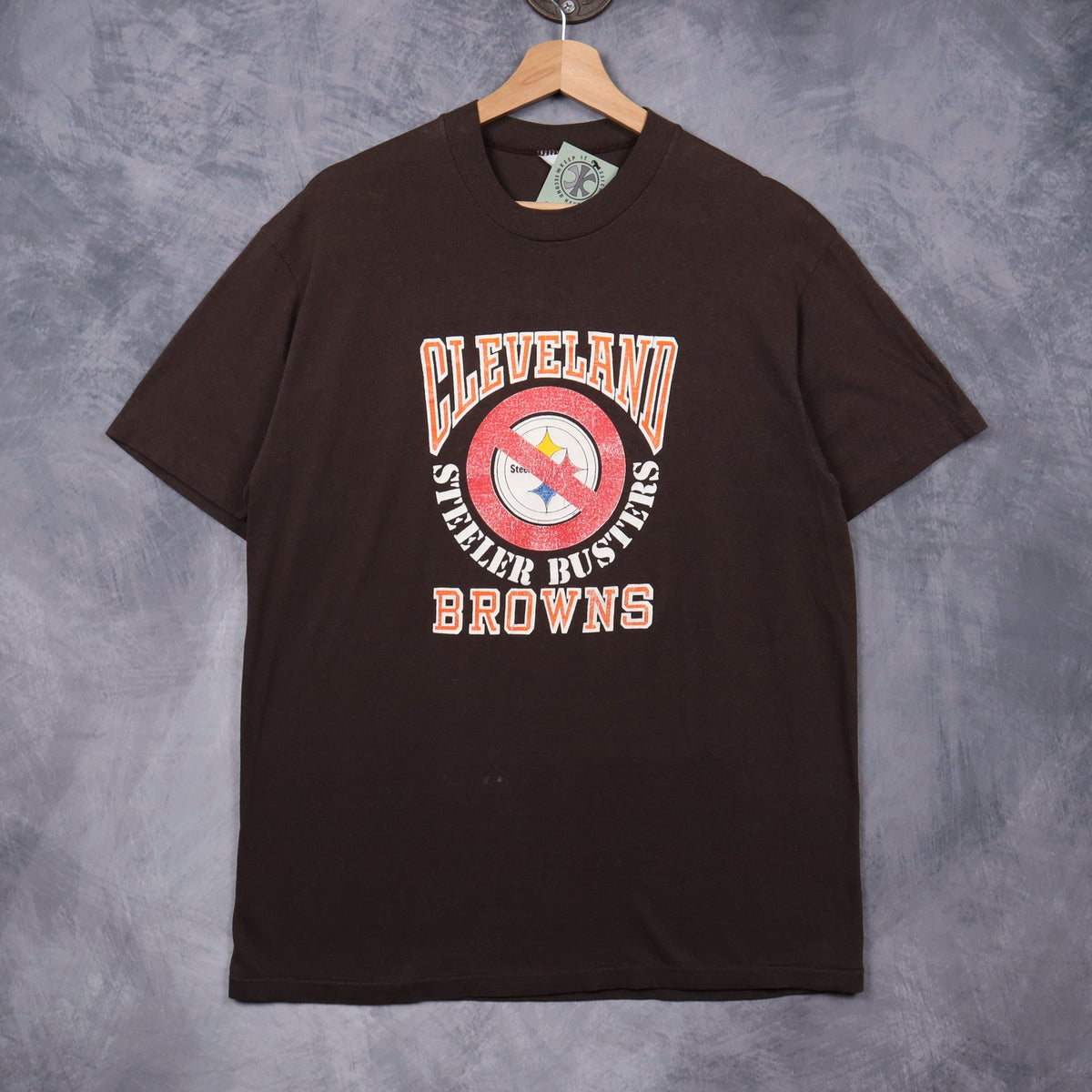 90s Brown Cleveland Browns 'Steeler Busters' Shirt 6639