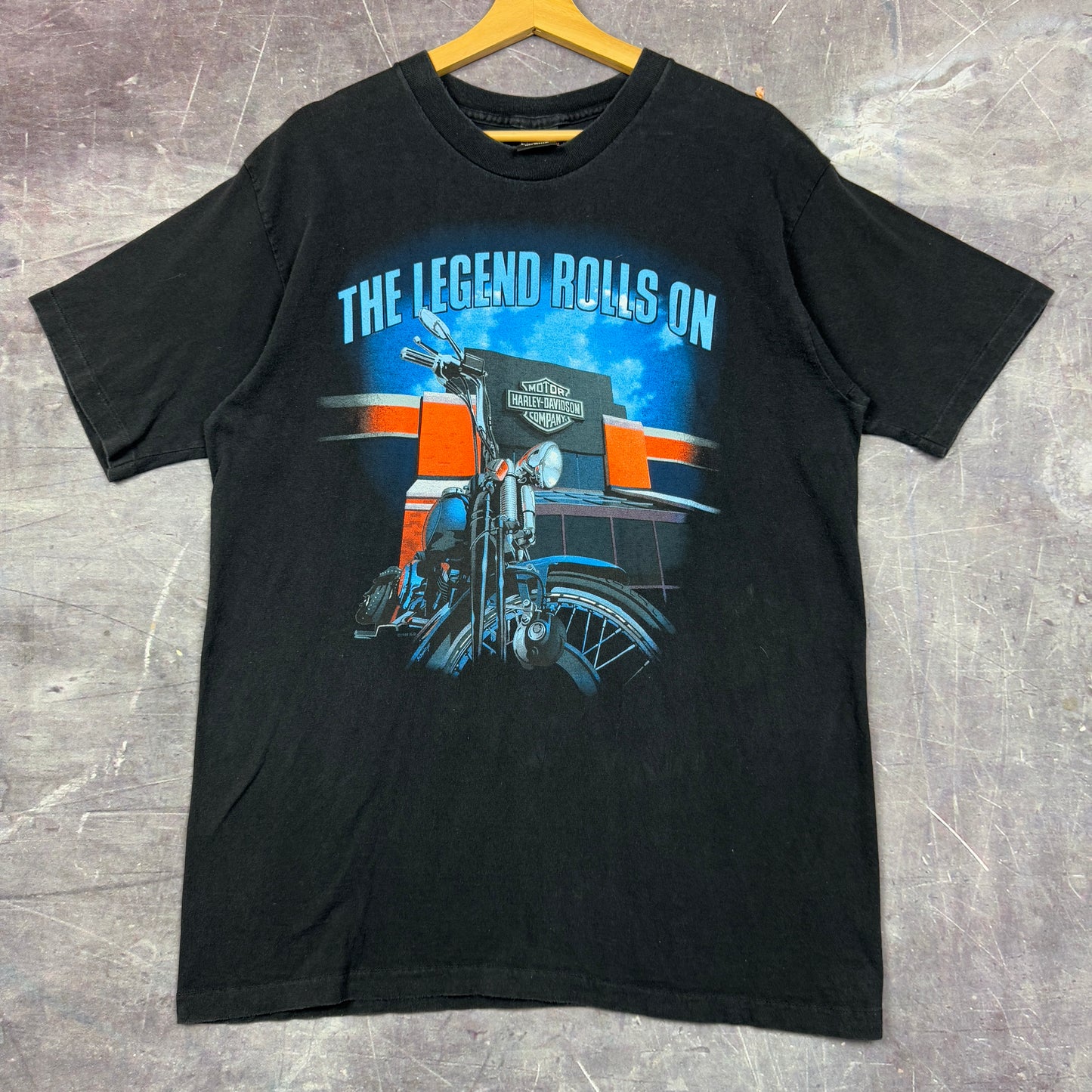 1996 Black The Legend Rolls On Milwaukee Wisconsin Harley Davidson Motorcycle Graphic Shirt L 0927