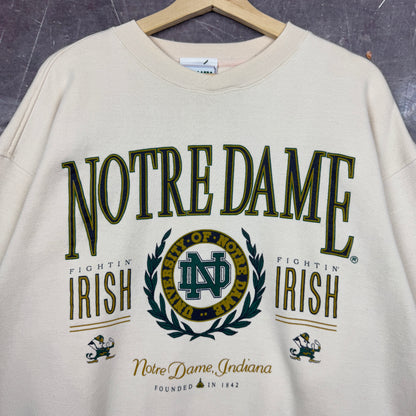 90s Cream Notre Dame Irish Graphic Crewneck Sweatshirt L 1286