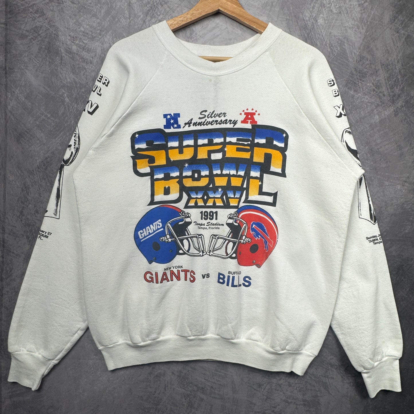 1991 White Superbowl XXV Crewneck Sweatshirt 4110