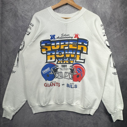 1991 White Superbowl XXV Crewneck Sweatshirt 4110
