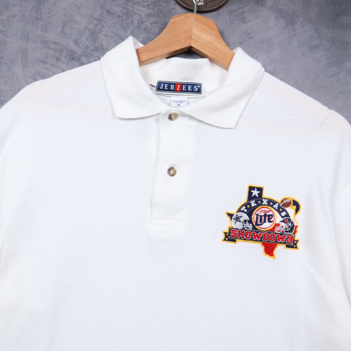 00s White Miller Lite Texas Showdown Polo Shirt 6679