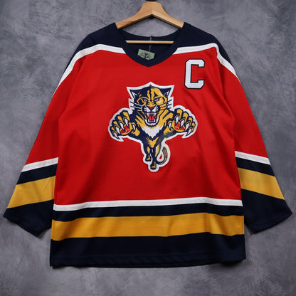 90s Red Florida Panthers CCM Yue #9 Hockey Jersey 4832