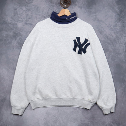 90s Grey New York Yankees Turtleneck Sweatshirt 5102