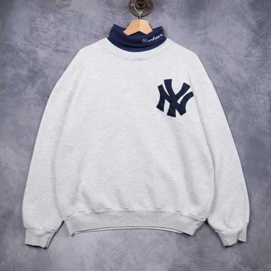 90s Grey New York Yankees Turtleneck Sweatshirt 5102