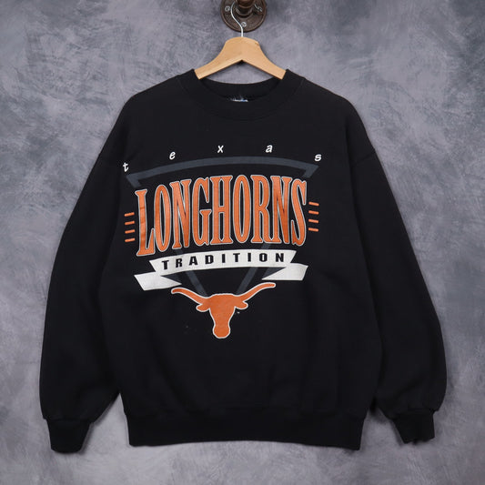90s Black Texas Longhorns Tradition Crewneck Sweatshirt 5726