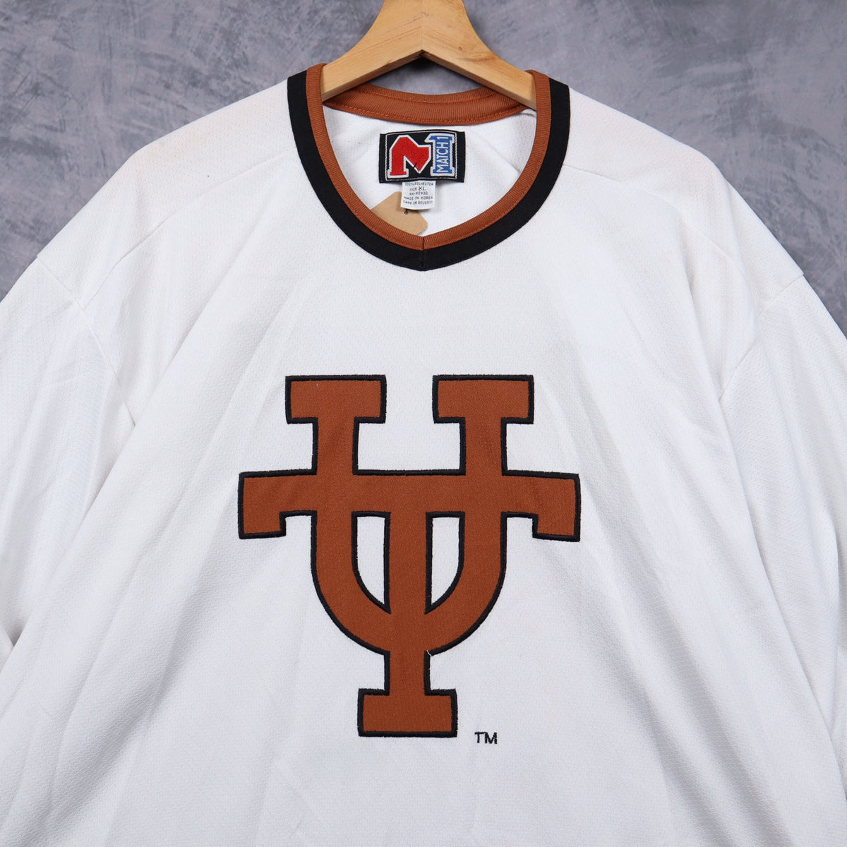 90s White University of Texas Hockey Jersey 5818