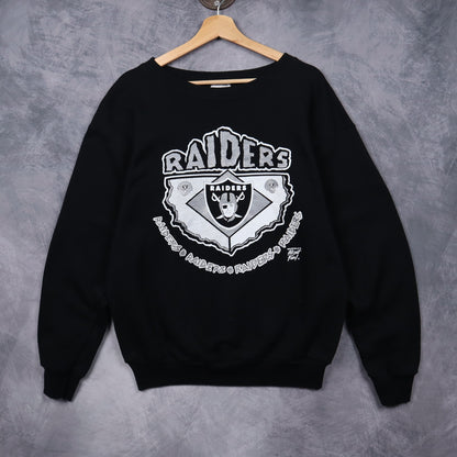 90s Black Raiders Crewneck Sweatshirt 6431
