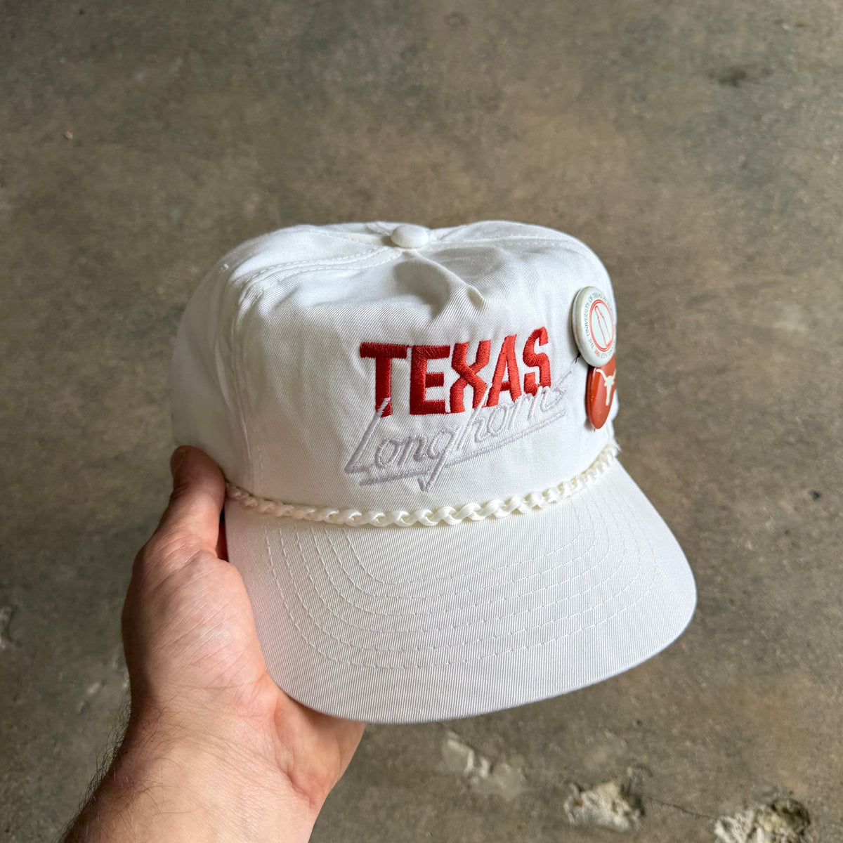 80s White Texas Longhorns Leather Strap Hat 5782