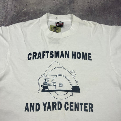 90s White "Craftsman Home And Yard Center" Saw Graphic Shirt L AM96