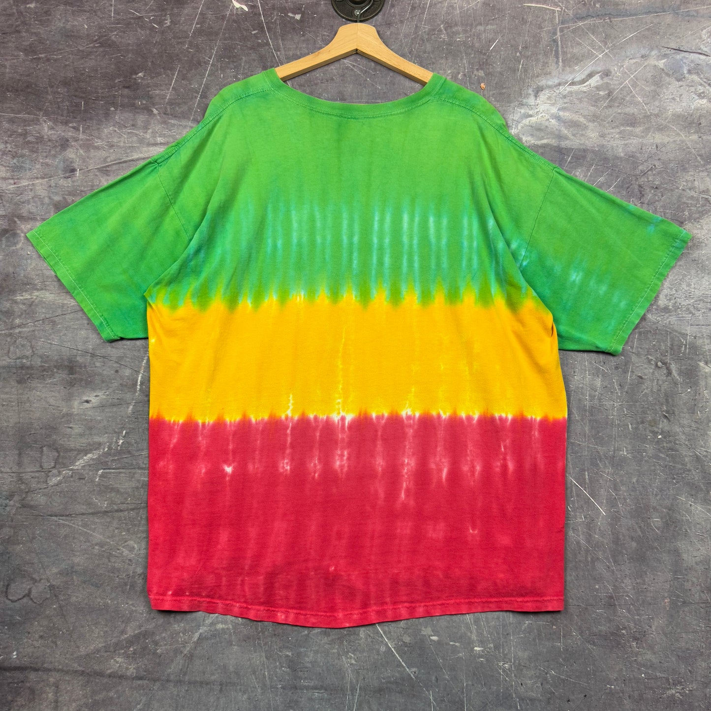 Early 00s Green Yellow Red Tie Dye Steal Your Face Grateful Dead Graphic Shirt XXL 0984