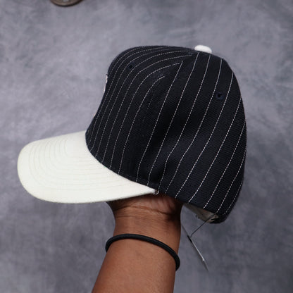 90s Navy Pinstripe New York Yankees Sports Specialties Side Logo Snapback Hat 5561