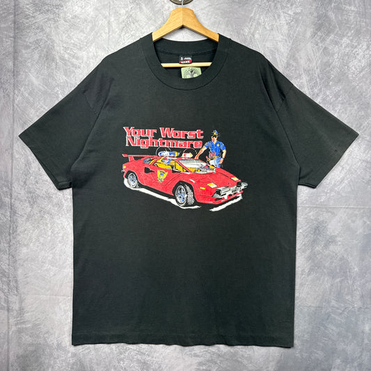 90s Black Lamborghini Countach Police Shirt 3868