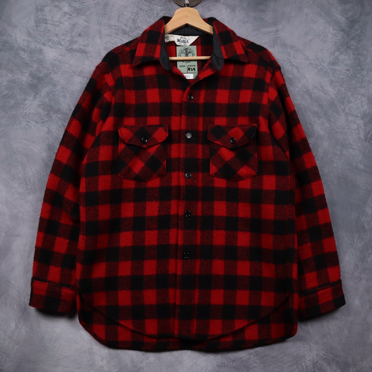 80s Black Red Woolrich Buffalo Plaid Wool Shirt 4825