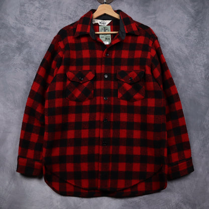 80s Black Red Woolrich Buffalo Plaid Wool Shirt 4825