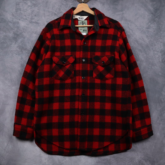 80s Black Red Woolrich Buffalo Plaid Wool Shirt 4825