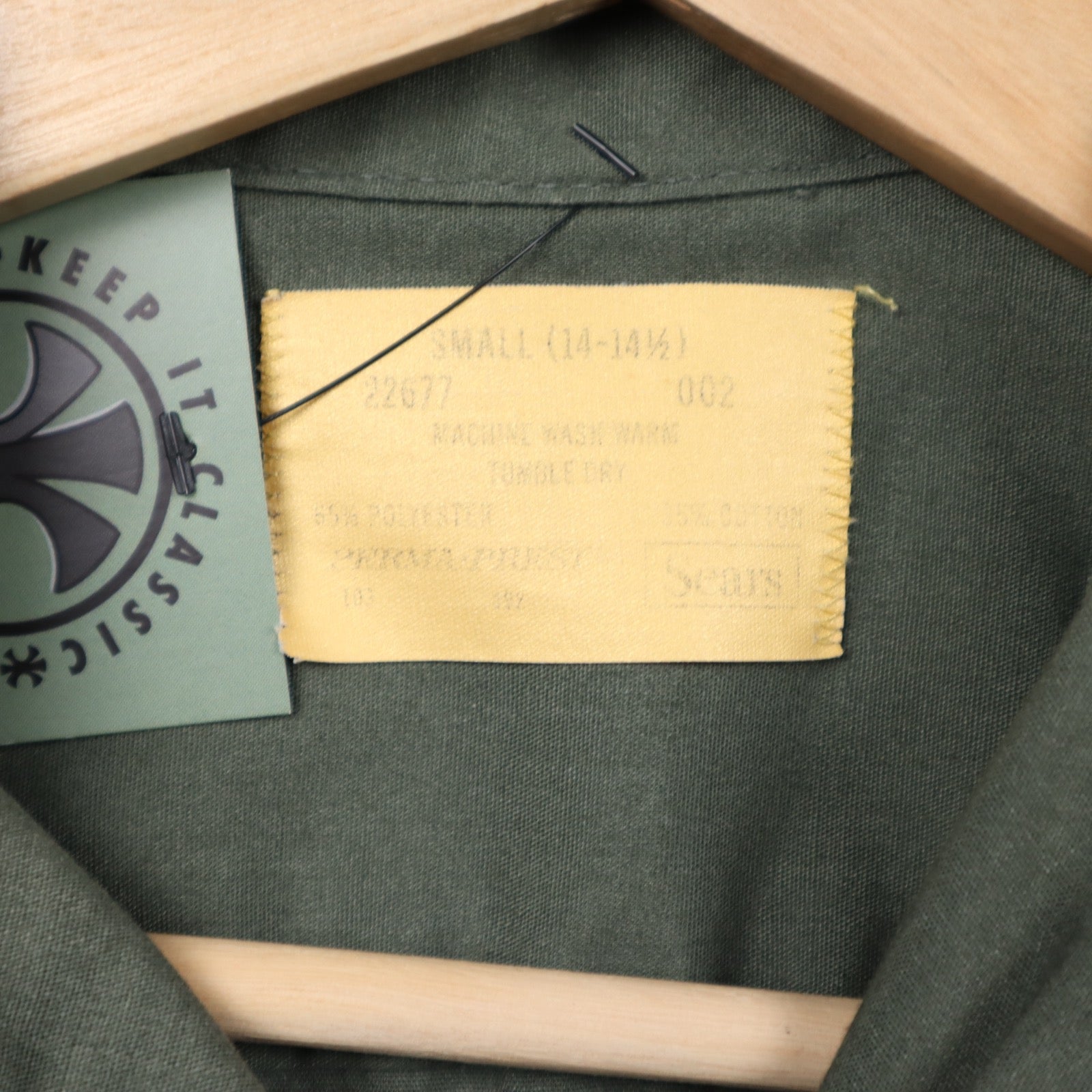 70s Olive Green Sears Perma-Prest Short Sleeve Work Shirt 5569
