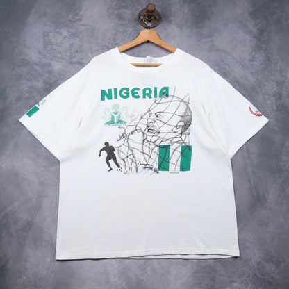 90s White Nigeria Soccer World Cup Shirt 4924