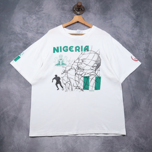 90s White Nigeria Soccer World Cup Shirt 4924