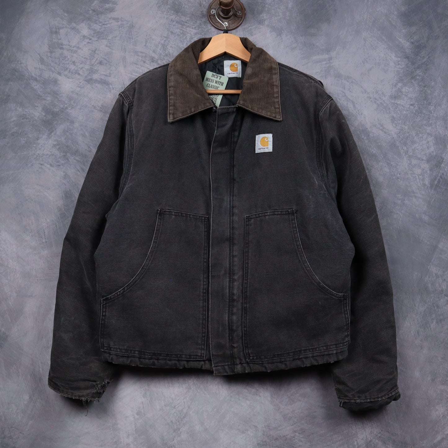 90s Faded Black Carhartt Cropped Arctic Work Jacket 4813