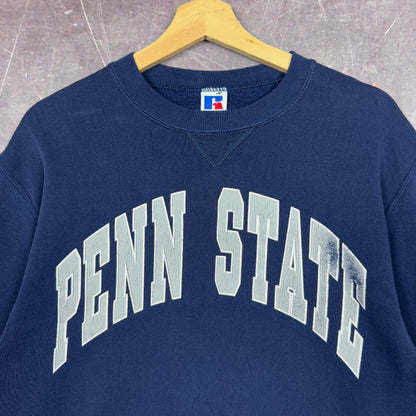 90s Navy Blue Penn State Russell Athletic Spellout Graphic Crewneck Sweatshirt M 1290