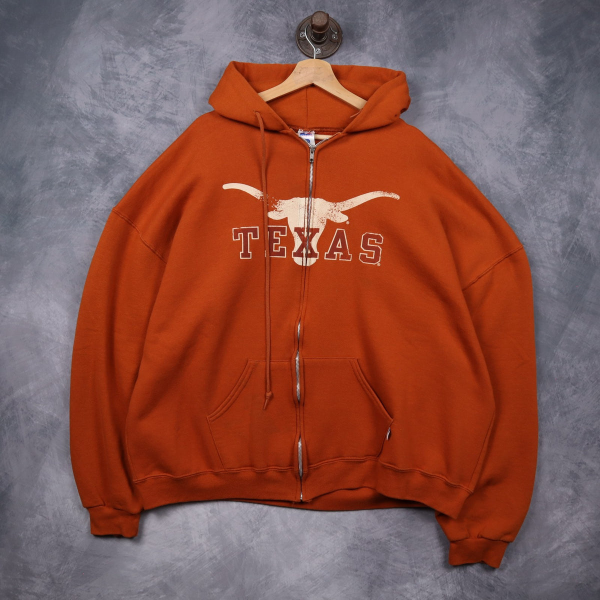 00s Burnt Orange Texas Longhorns Russell Athletic Zip Up Hoodie 5638