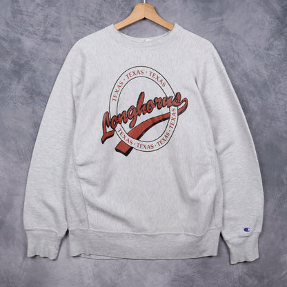 90s Grey Texas Longhorns Champion Reverse Weave Crewneck Sweatshirt 5699