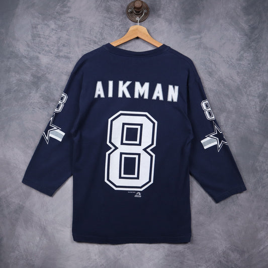 90s Navy Blue Dallas Cowboys Aikman Jersey Shirt 6657