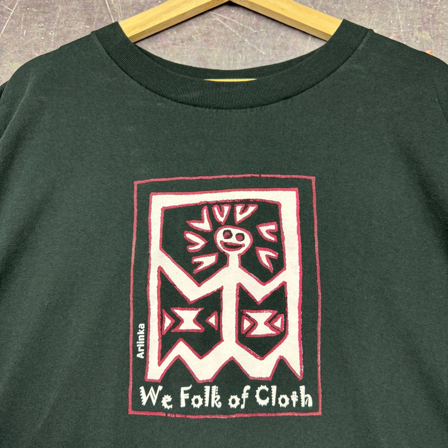 90s Faded Black We Folk Of Cloth Art Graphic Shirt XXL 0902